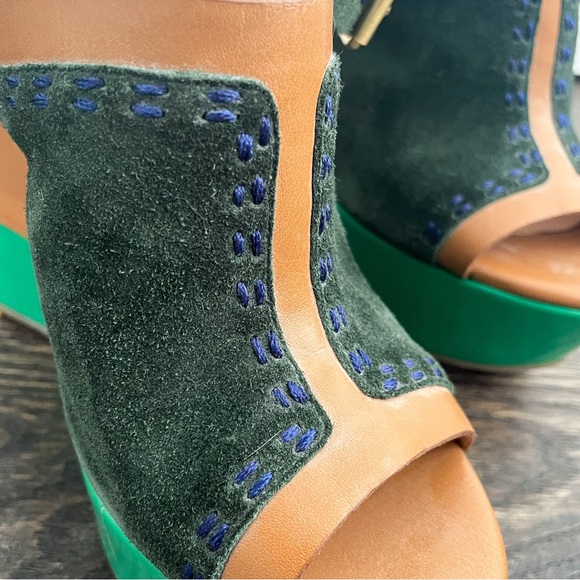 Solesociety Green Suede Wedges Size 5.5-Size 6 - Picture 7 of 10